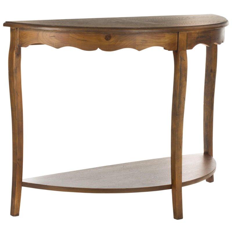 Kahverengi Çam Ağacı Raflı Yarım Daire Dresuar - 122x46x84 cm - 332443