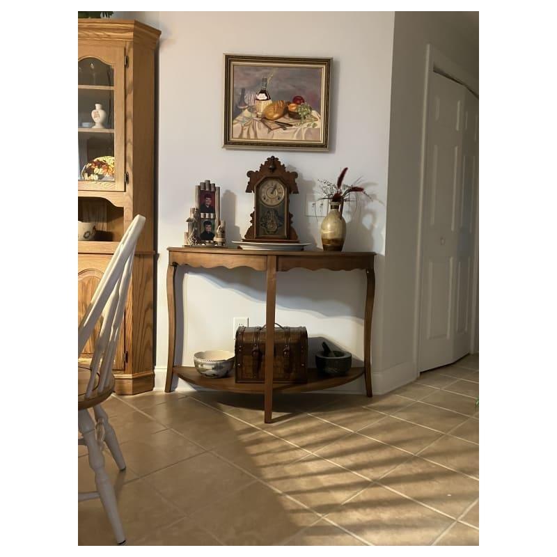Kahverengi Çam Ağacı Raflı Yarım Daire Dresuar - 122x46x84 cm - 332443