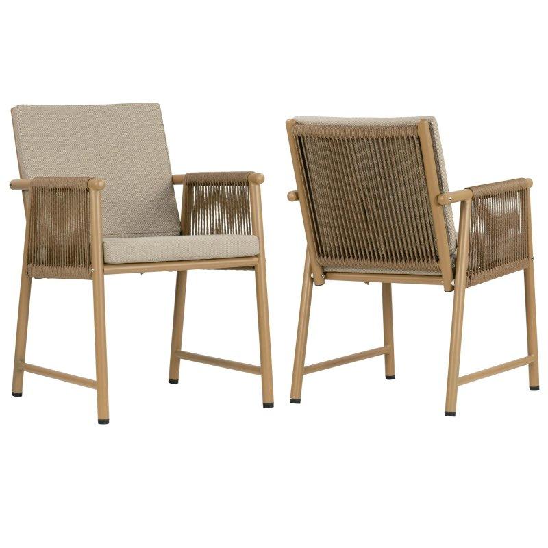 Kahverengi Çelik El Örgüsü 2li Set Dış Mekan Rattan Sandalye - 251999