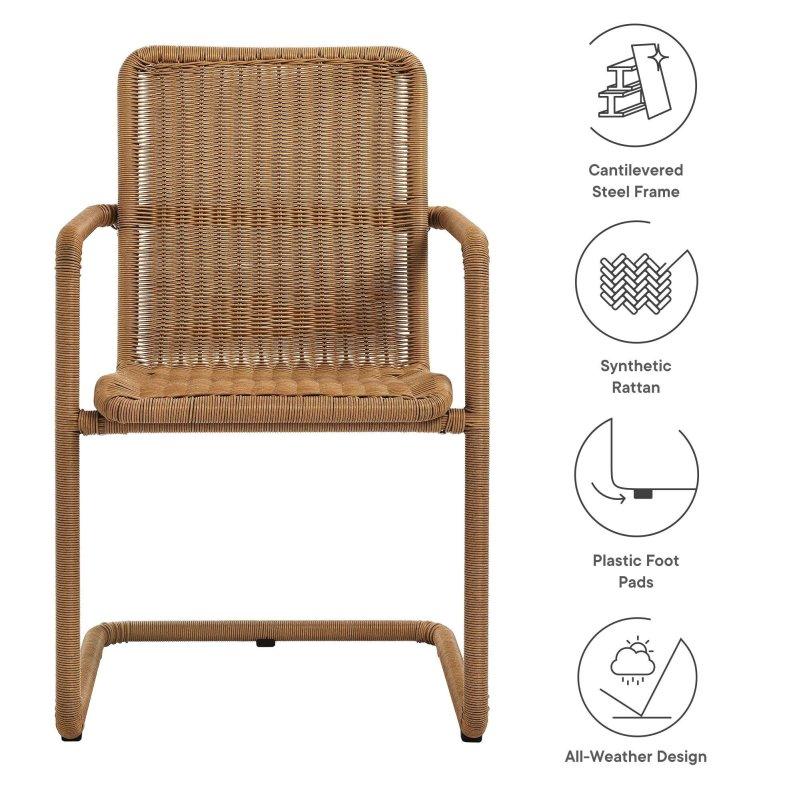 Kahverengi Çelik İskeletli Sentetik Rattan 2li Dış Mekan Rattan Sandalye - 252409