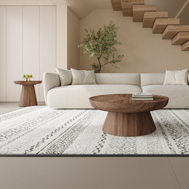 Kahverengi Ceviz Kaplama Masif ve MDF Ahşap 2li Set Yuvarlak Orta Sehpa - 244934