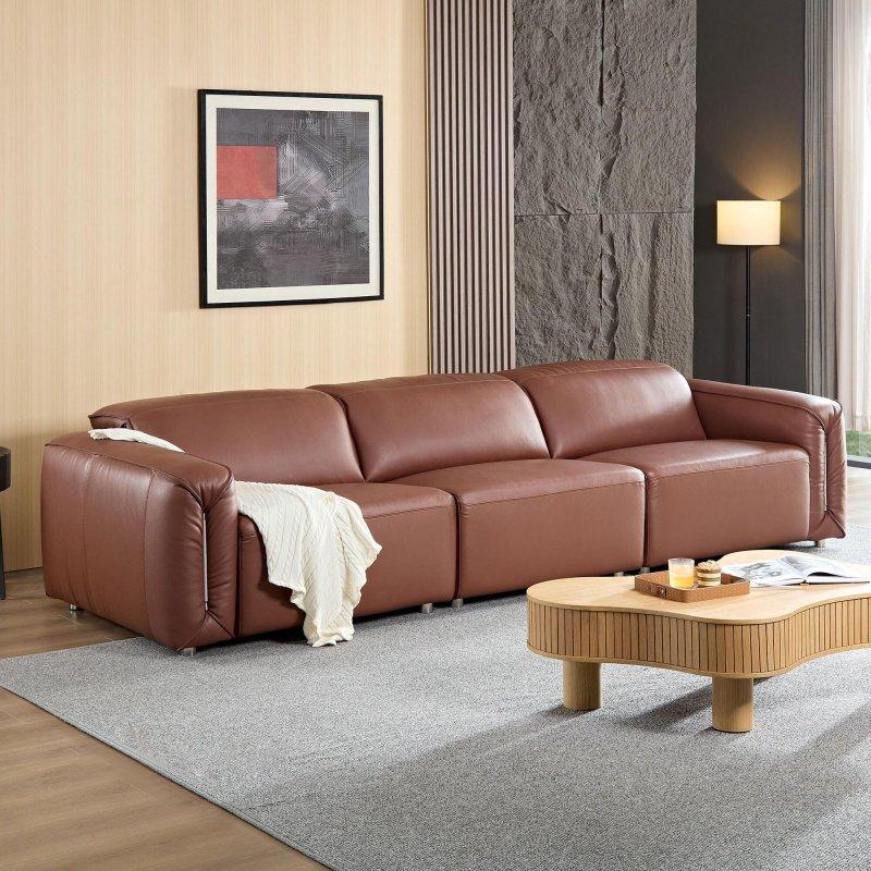 Kahverengi Deri Ayarlanabilir Başlıklı Bohem Koltuk - 312x108x73 cm - 284308