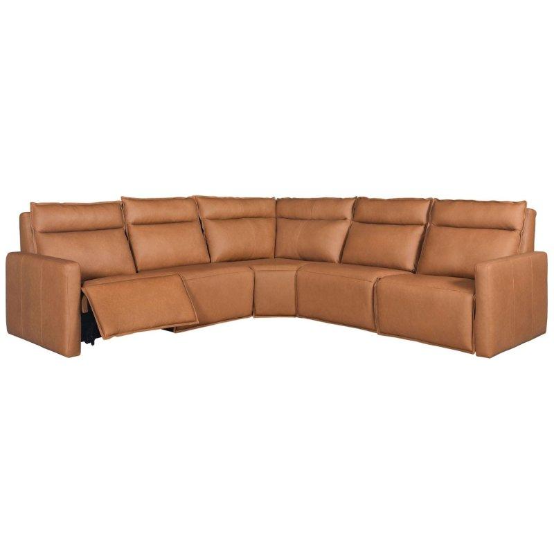 Kahverengi Deri Çam Ahşap L Şekilli Köşe Koltuk - 290x290x100 cm - 256759