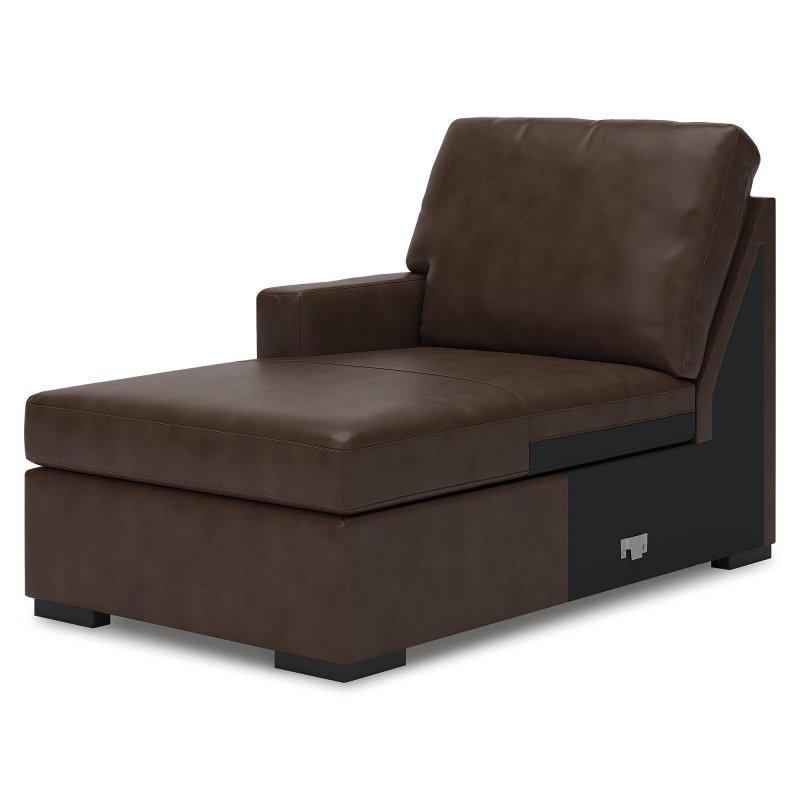 Kahverengi Deri ve Suni Deri Çift Şezlonglu Modüler U Şekilli Köşe Koltuk - 315x155 cm - 257062