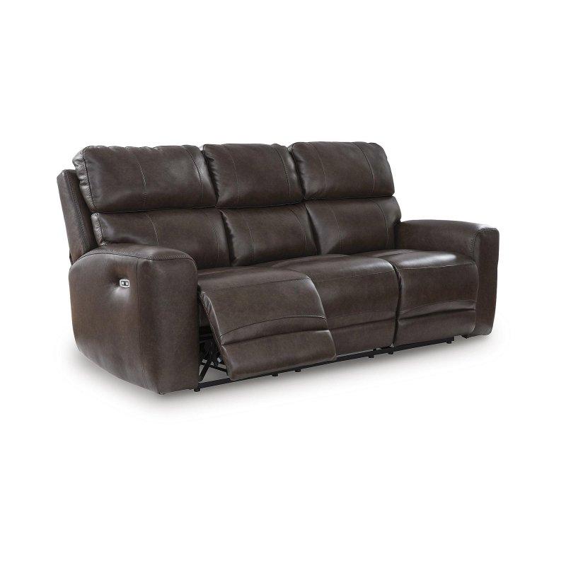 Kahverengi Deri ve Suni Deri Elektrikli Mekanizmalı Ayarlanabilir Başlıklı Bohem Koltuk - 229x112x110 cm - 283673