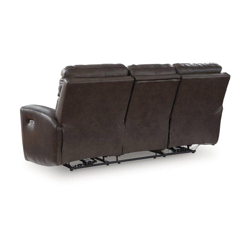 Kahverengi Deri ve Suni Deri Elektrikli Mekanizmalı Ayarlanabilir Başlıklı Bohem Koltuk - 229x112x110 cm - 283673