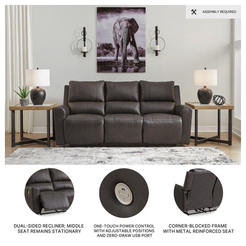 Kahverengi Deri ve Suni Deri Elektrikli Mekanizmalı USB Portlu Bohem Koltuk - 214x100x97 cm - 279827