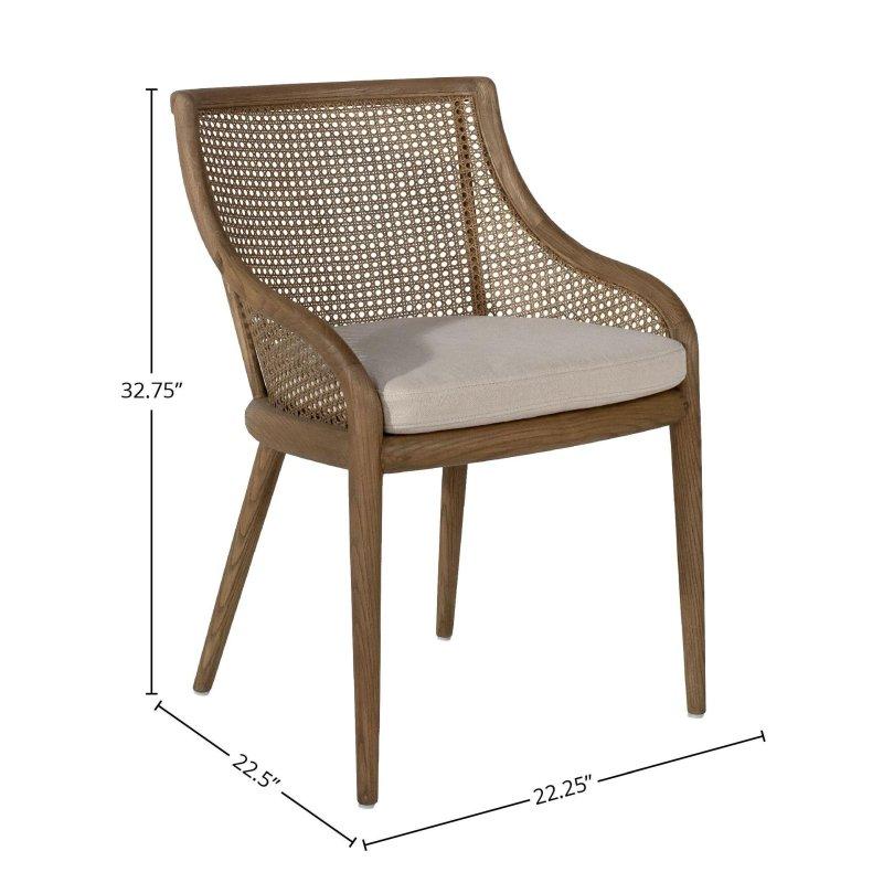 Kahverengi Dişbudak Ağacı İskeletli Döşemeli Modern Rattan Sandalye - 57x58x84 cm - 251489