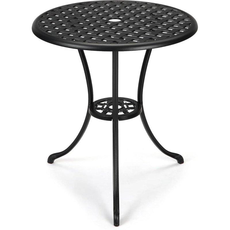 Kahverengi Döküm Alüminyum Şemsiye Delikli Oymalı Bistro Masası - 61 cm - 272360