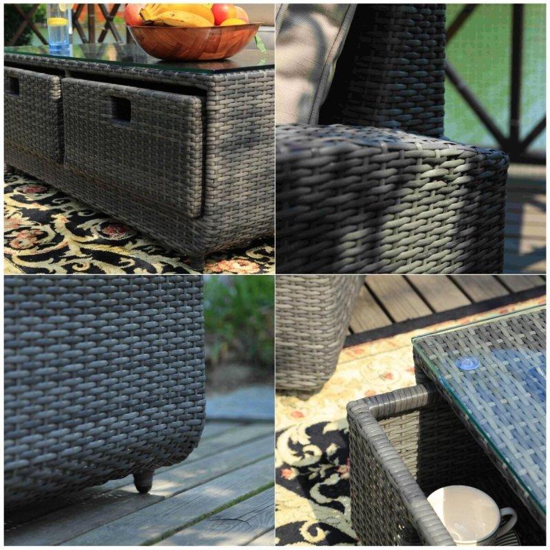 Kahverengi El Örgüsü Rattan Depolamalı 5 Parça Bahçe Takımı - 274853