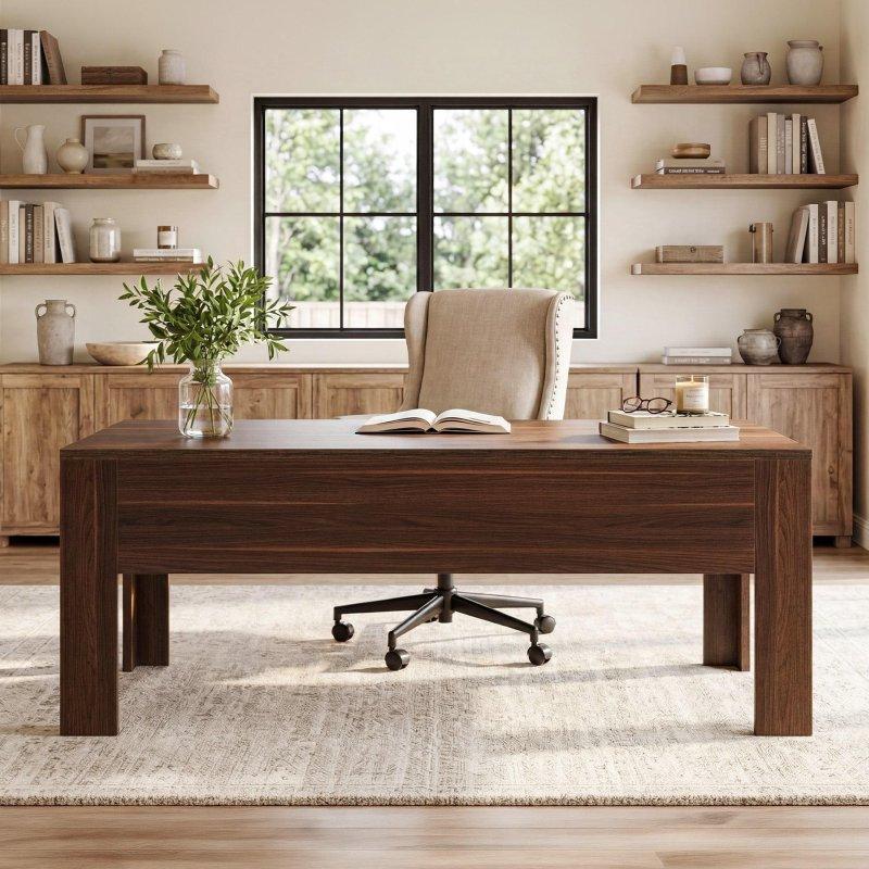 Kahverengi Endüstriyel Ahşap Geniş Tablalı Modern Ofis Masası - 161 cm - 326219