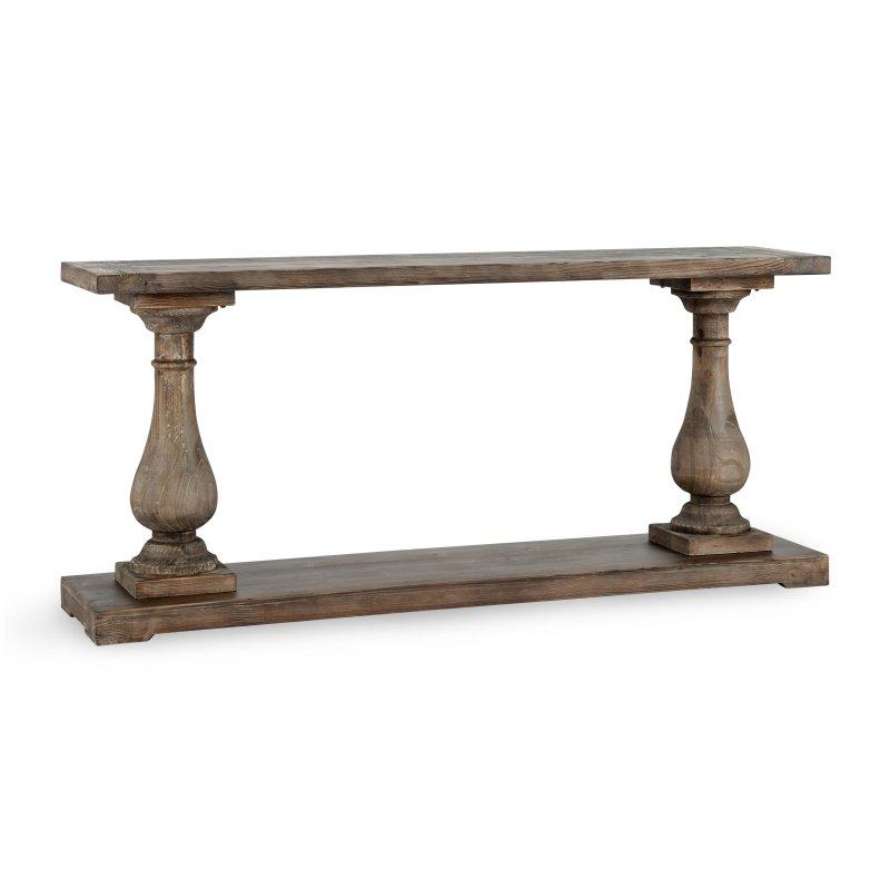 Kahverengi Geri Dönüştürülmüş Masif Çam El Oyması Kaide Ayaklı Rustik Dresuar - 181x41x79 cm - 331743