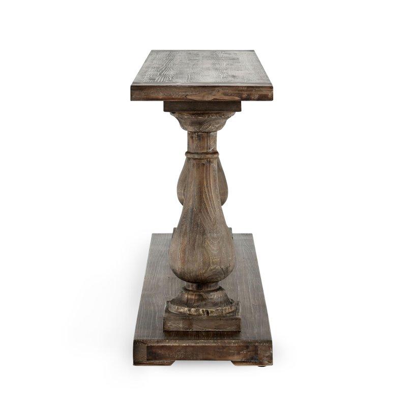 Kahverengi Geri Dönüştürülmüş Masif Çam El Oyması Kaide Ayaklı Rustik Dresuar - 181x41x79 cm - 331743