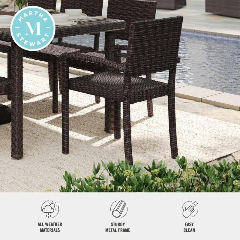 Kahverengi Gri İstiflenebilir Kollu Rattan Sandalye Seti - 54x58x86 cm - 253248