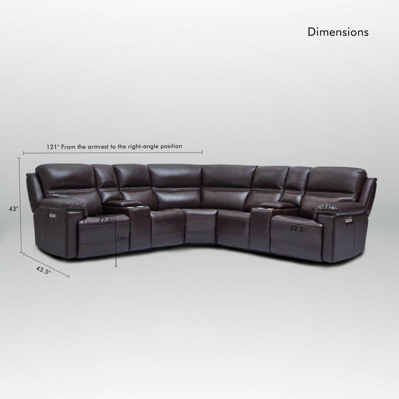 Kahverengi Hakiki Deri 3 Motorlu Konsollu USB Şarjlı Ayarlanabilir Başlıklı Köşe Koltuk - 308x308 cm - 255999