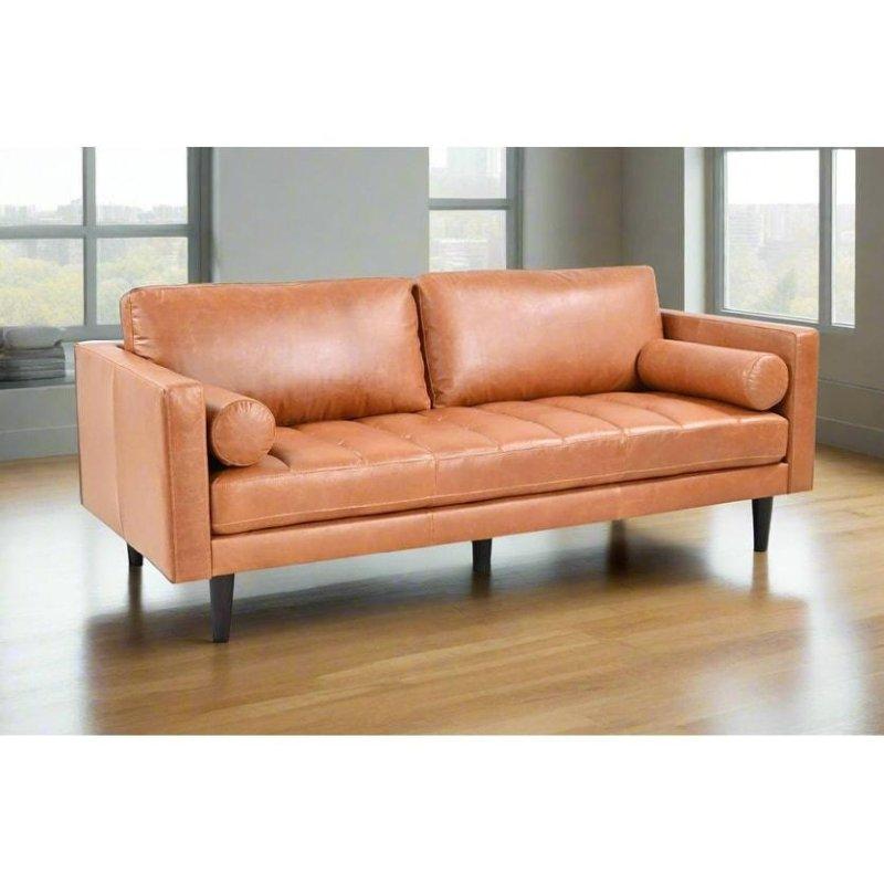 Kahverengi Hakiki Deri Çıkarılabilir Minderli 3 Kişilik Bohem Koltuk - 290948