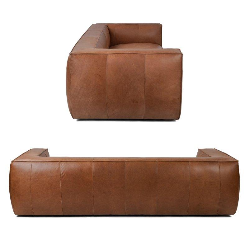 Kahverengi Hakiki Deri Kare Kolçaklı 3 Kişilik Bohem Koltuk - 254x110 cm - 294166