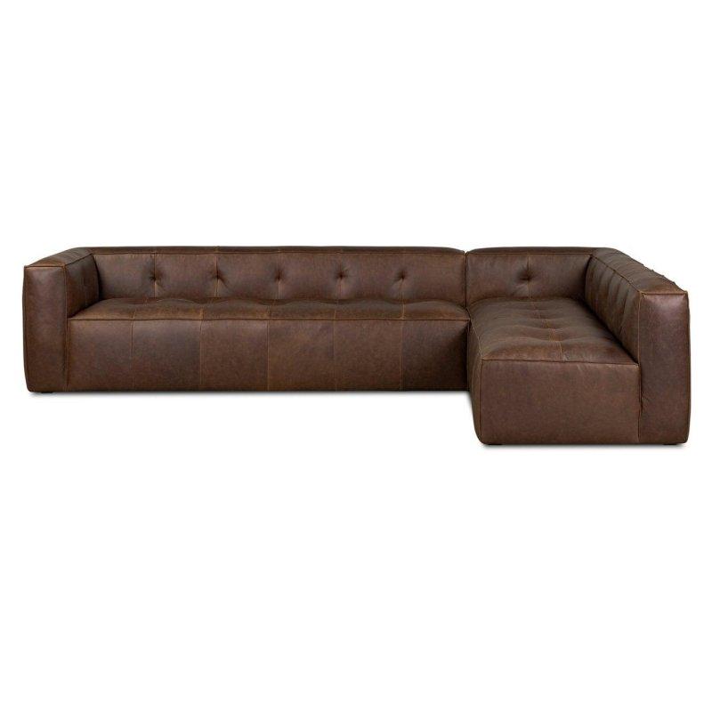 Kahverengi Hakiki Deri Modüler L Şekilli Köşe Koltuk - 328x234 cm - 255586