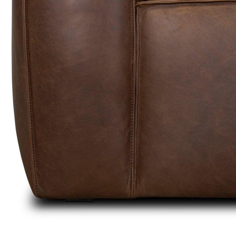 Kahverengi Hakiki Deri Modüler L Şekilli Köşe Koltuk - 328x234 cm - 255586