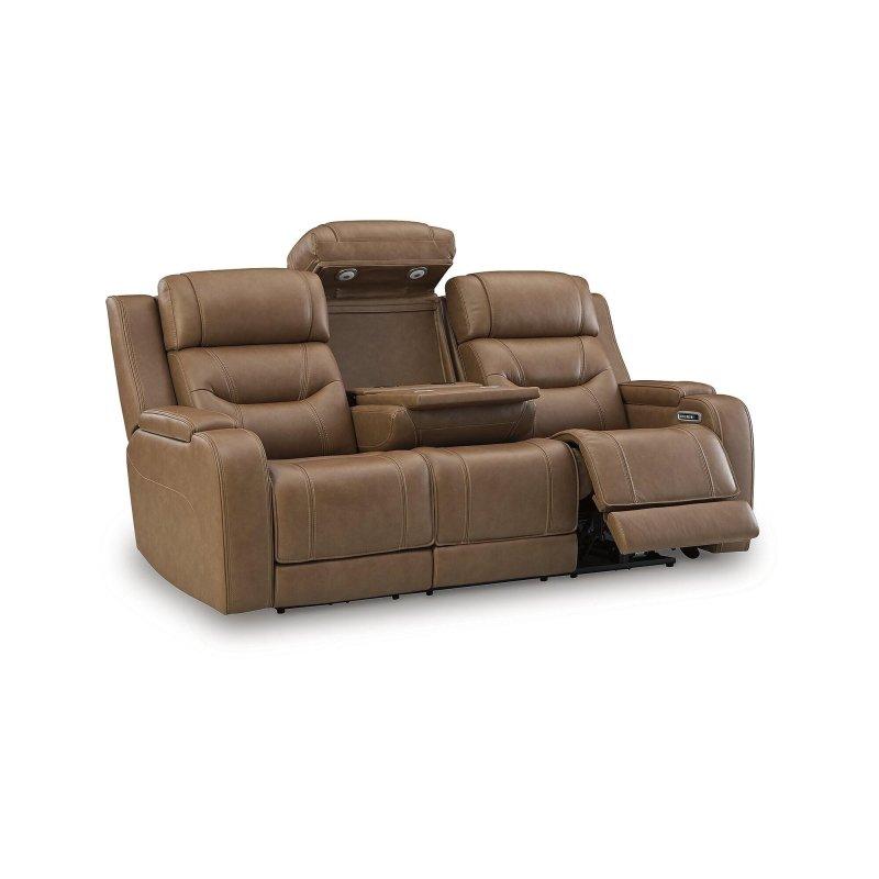 Kahverengi Hakiki Deri Ses Sistemli Elektrikli Mekanizmalı Bohem Koltuk - 214x103x114 cm - 284061