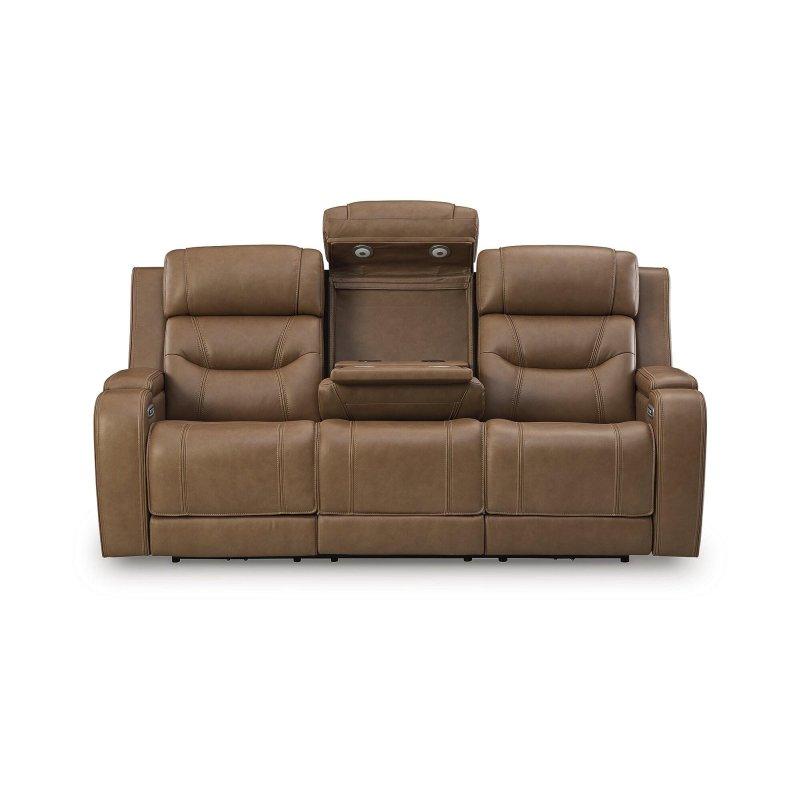 Kahverengi Hakiki Deri Ses Sistemli Elektrikli Mekanizmalı Bohem Koltuk - 214x103x114 cm - 284061
