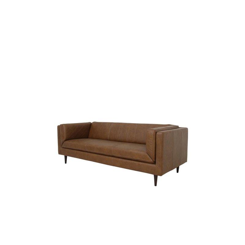 Kahverengi Hakiki Deri Üç Kişilik Yüzyıl Ortası Modern Bohem Koltuk - 219 cm - 288468