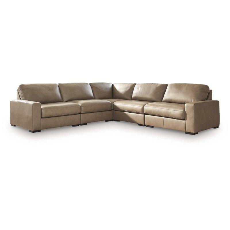 Kahverengi Hakiki Deri ve Suni Deri Modüler Köşe Koltuk - 331x331 cm - 256096