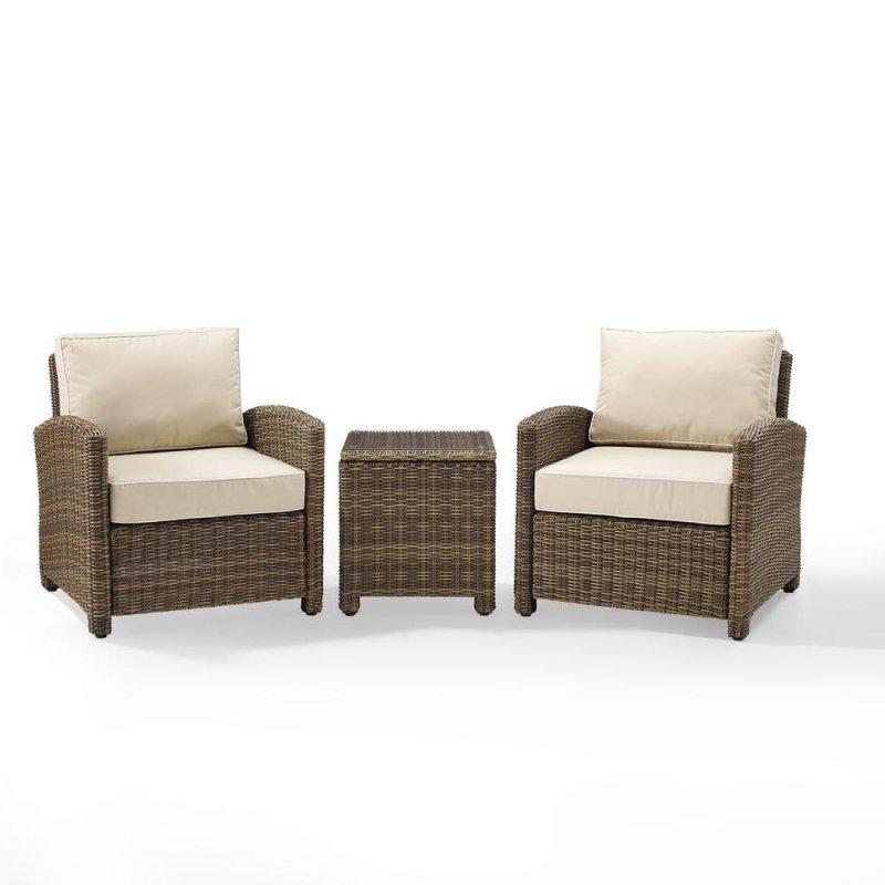 Kahverengi Hasır Minderli 3 Parça Bahçe Takımı - 242x242 cm - 276836