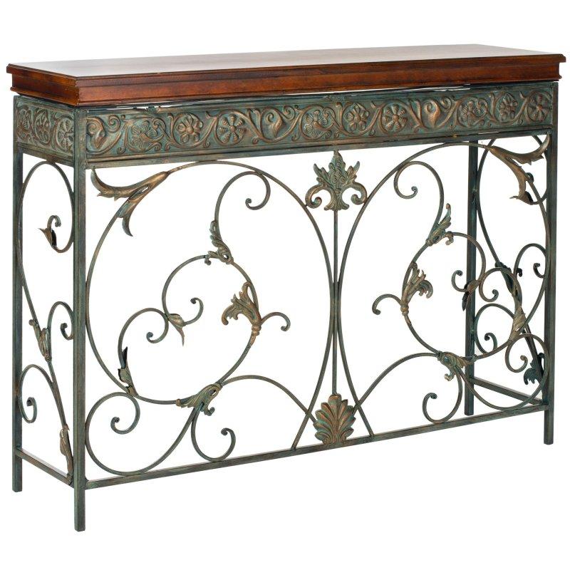 Kahverengi Huş Ağacı ve Ferforje Eskitme Tasarım Dresuar - 106x29 cm - 332627