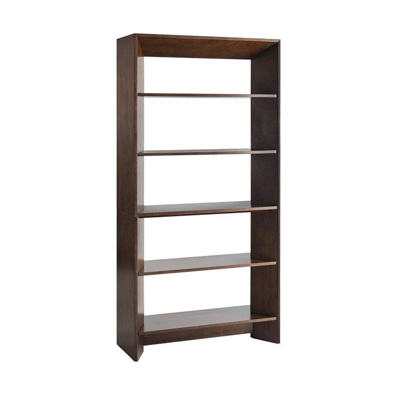Kahverengi Huş Kaplama 5 Raflı Çapraz Sırtlı Kitaplık - 194 cm - 315849