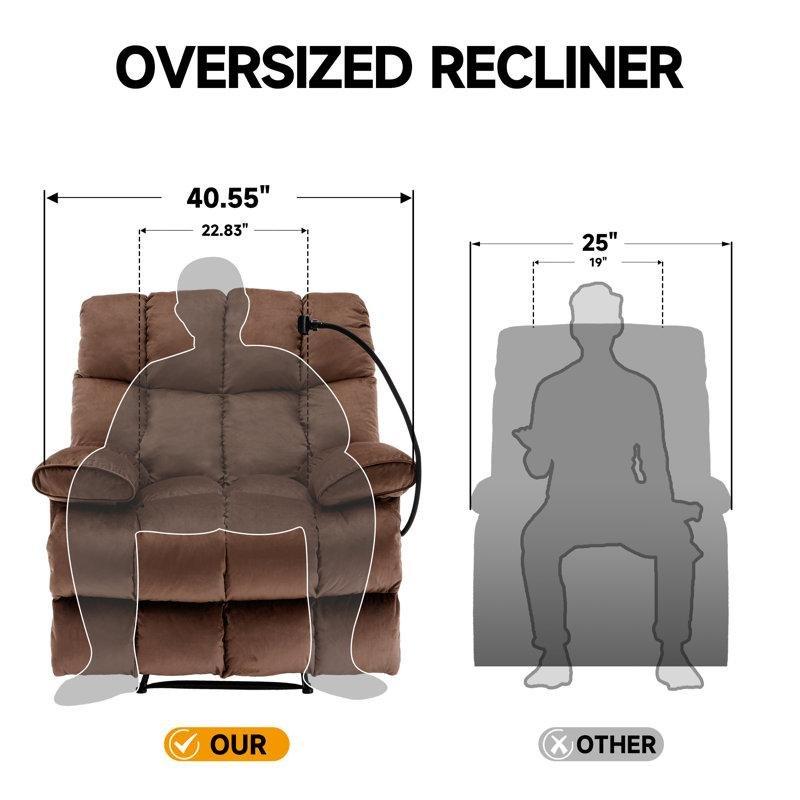 Kahverengi Kadife Manuel Mekanizmalı Geniş Baba Koltuğu - 103 cm - 321902