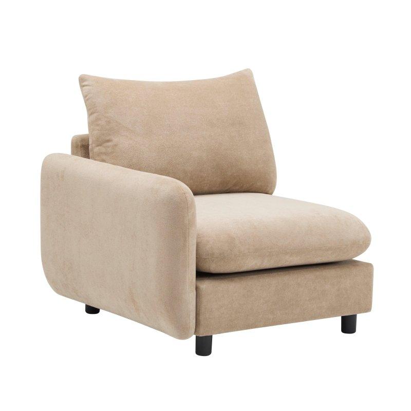 Kahverengi Kadife Masif Ahşap İskeletli Modüler Bohem Koltuk - 176x91 cm - 293222