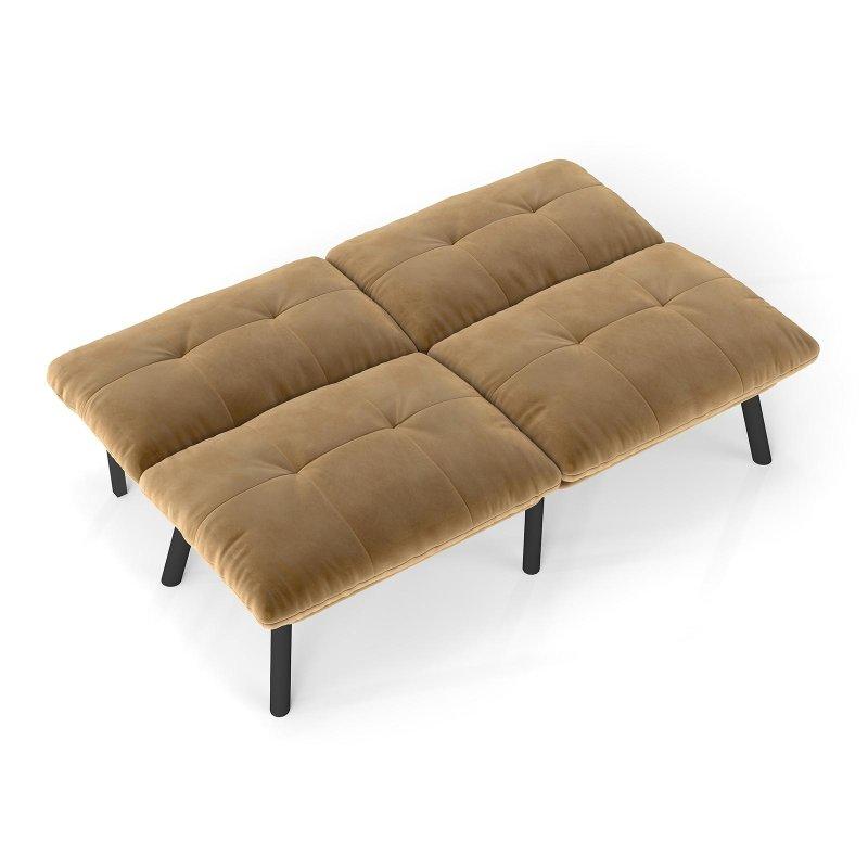 Kahverengi Kadife Metal Yataklı Katlanabilir Kolsuz Bohem Koltuk - 81x160 cm - 290896