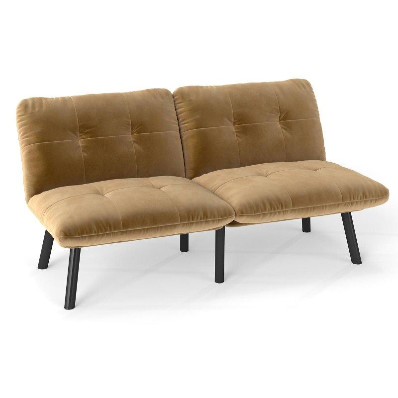 Kahverengi Kadife Metal Yataklı Katlanabilir Kolsuz Bohem Koltuk - 81x160 cm - 290896