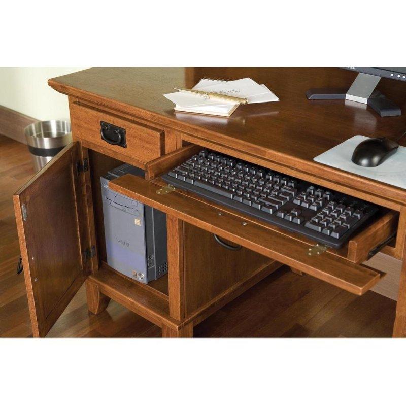 Kahverengi Kauçuk Ağacı Çekmeceli ve Klavye Tepsili Ofis Masası - 148x77x61 cm - 327584