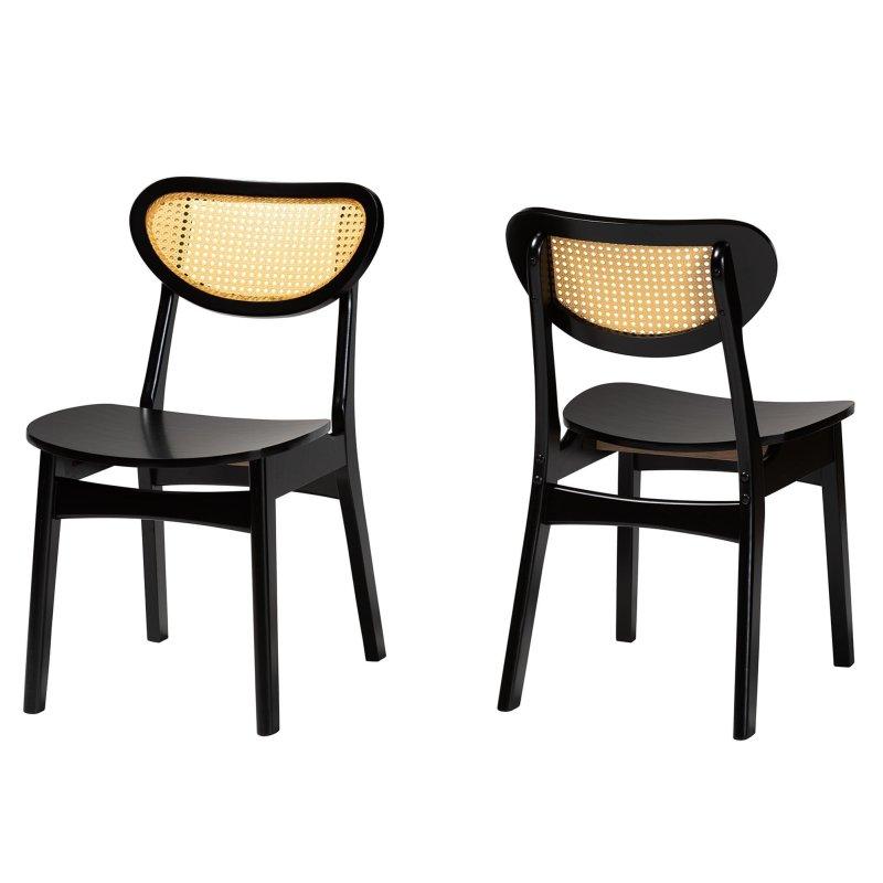 Kahverengi Kauçuk Ağacı Dokuma Sırtlı 2li Set Rattan Sandalye - 252066