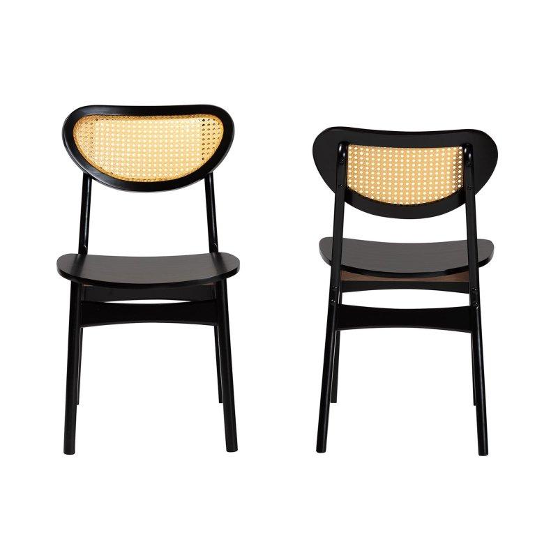 Kahverengi Kauçuk Ağacı Dokuma Sırtlı 2li Set Rattan Sandalye - 252066