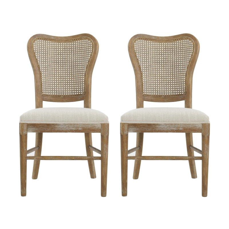 Kahverengi Kauçuk Ağacı Döşemeli 2li Set Vintage Rattan Sandalye - 251931