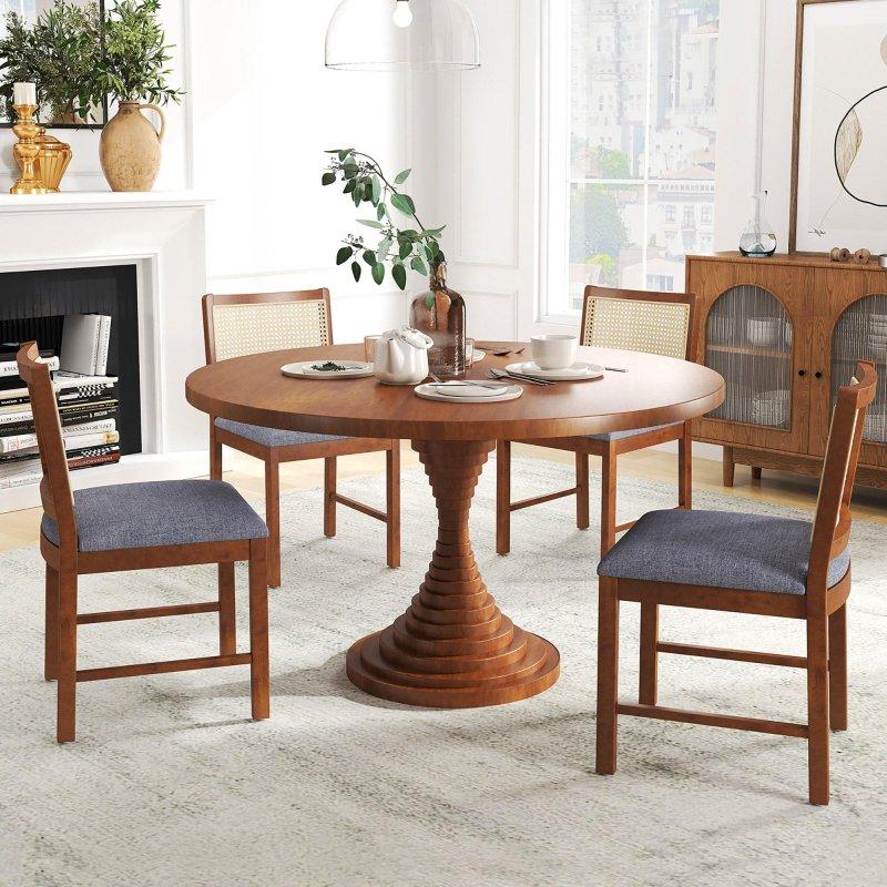 Kahverengi Kauçuk Ağacı Keten Minderli 2li Set Rattan Sandalye - 252611