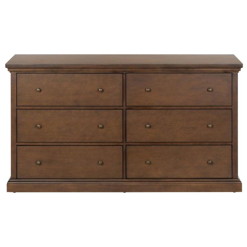 Kahverengi Kauçuk Ağacı Metal Detaylı 6 Çekmeceli Şifonyer - 166 cm - 310967
