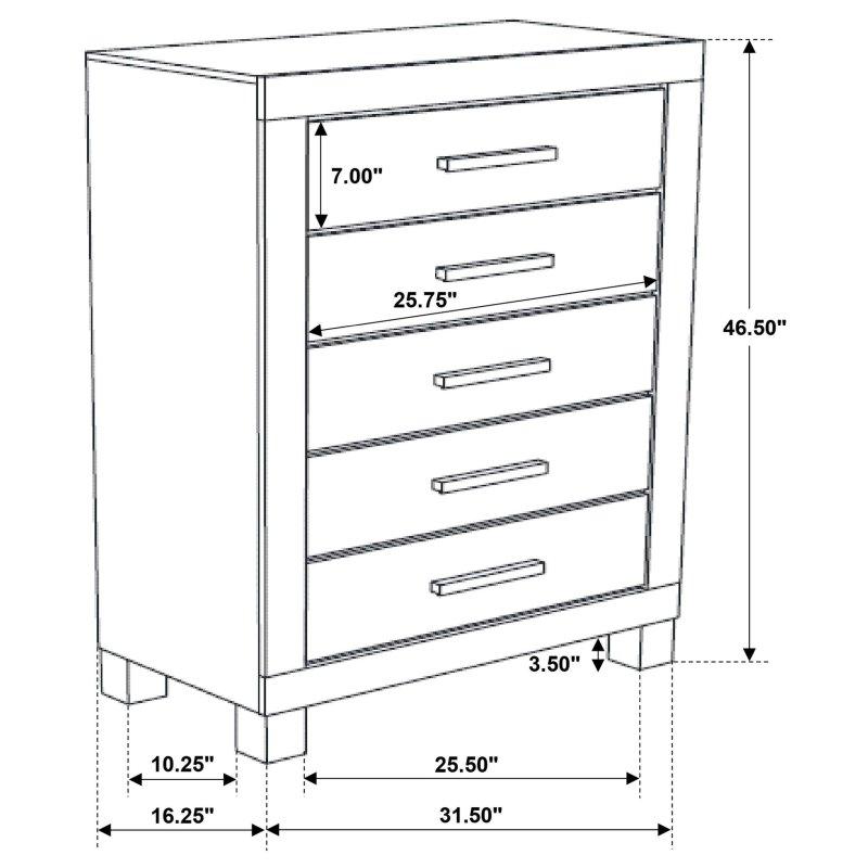 Kahverengi Kauçuk Ağacı ve MDF 5 Çekmeceli Rustik Şifonyer - 81x119x42 cm - 307906