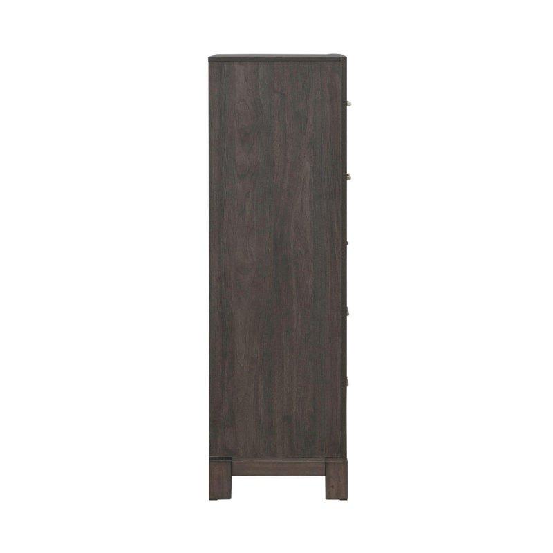 Kahverengi Kauçuk Ağacı ve Melamin 5 Çekmeceli Şifonyer - 102x46x138 cm - 298409
