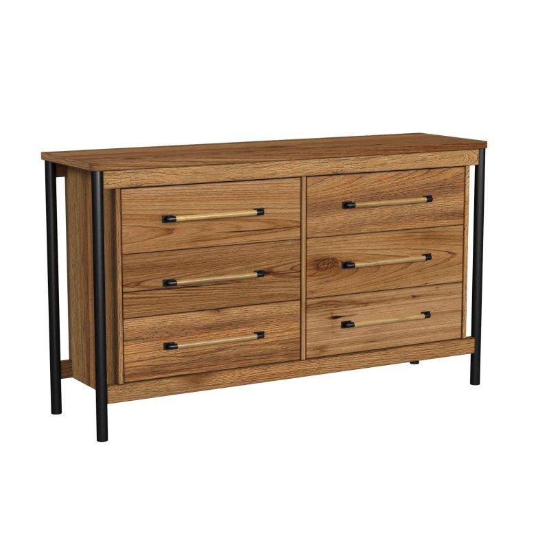 Kahverengi Kauçuk Ağacı ve Metal 6 Çekmeceli Şifonyer - 168 cm - 306690
