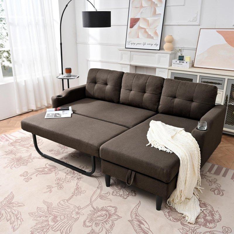 Kahverengi Kumaş Saklama Alanlı Bohem Koltuk - 190x125x81 cm - 290983