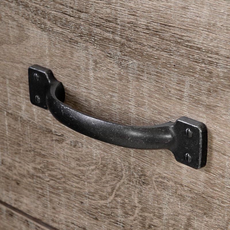 Kahverengi Laminat 5 Çekmeceli Metal Kulplu Kır Evi Tarzı Şifonyer - 307634