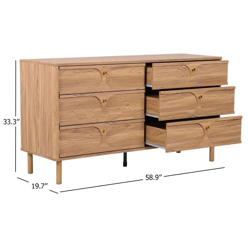 Kahverengi Laminat 6 Çekmeceli Yatay Şifonyer - 153 cm - 298607