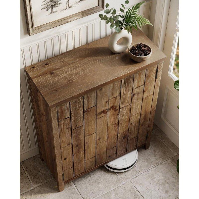 Kahverengi Masif Ahşap 6 Raflı Kapaklı Retro Şifonyer - 85x35x110 cm - 301341