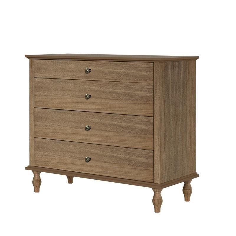 Kahverengi Masif Ahşap Ayaklı 4 Çekmeceli Antik Stil Şifonyer - 102x94x46 cm - 298900