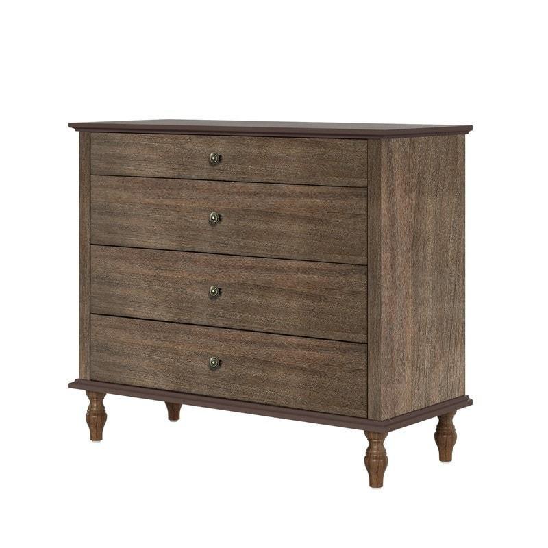 Kahverengi Masif Ahşap Ayaklı 4 Çekmeceli Antik Stil Şifonyer - 102x94x46 cm - 298900
