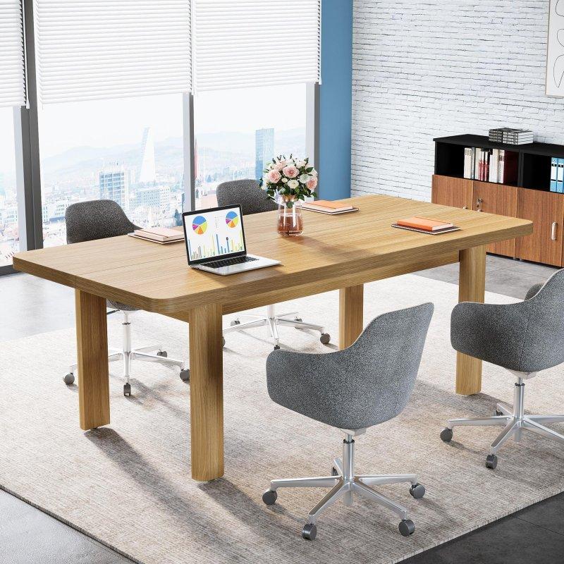Kahverengi Masif Ahşap Ayaklı Geniş Modern Ofis Masası - 161 cm - 328114